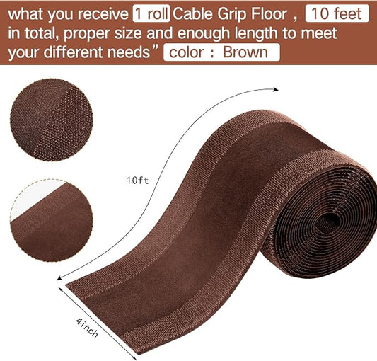 WILLBOND Carpet Cord Cover Cable Protector Floor Cover Cable Protector Management Only for Commercial Office Carpet(9.84 ft,Brown)