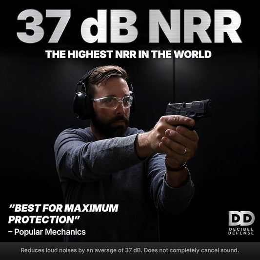 DECIBEL DEFENSE Professional Safety Ear Muffs 37dB NRR - The HIGHEST Rated & MOST COMFORTABLE Ear Protection For Shooting & Industrial Use - THE BEST HEARING PROTECTION GUARANTEED (Pack of 2)