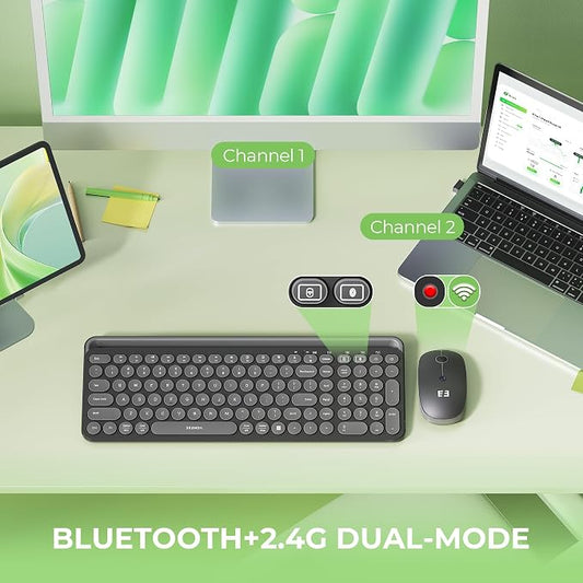 seenda Bluetooth Keyboard and Mouse for iPad, CTU-301 Wireless Multi-Device Connection Bluetooth+2.4G Keyboard Mouse Combo with Tablet Holder for iPad/MacBook/Windows, iOS/Android/Phone, Black