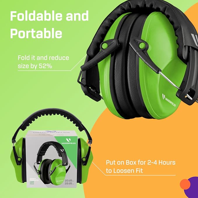 Vanderfields Hearing Protection Ear Muffs - Over 31 dB (2K Hz) Broad Noise Cancelling Sound Reduction Earmuffs for Kids 3-12