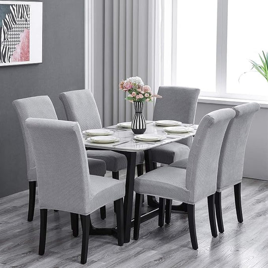 Stretch Chair Covers for Dining Room Set of 2, Removable Washable Dining Room Chair Covers, Dining Chair Slipcovers Seat Protector, Great Home Decor and Banquet Upholstery (Sliver, 2 Pack)