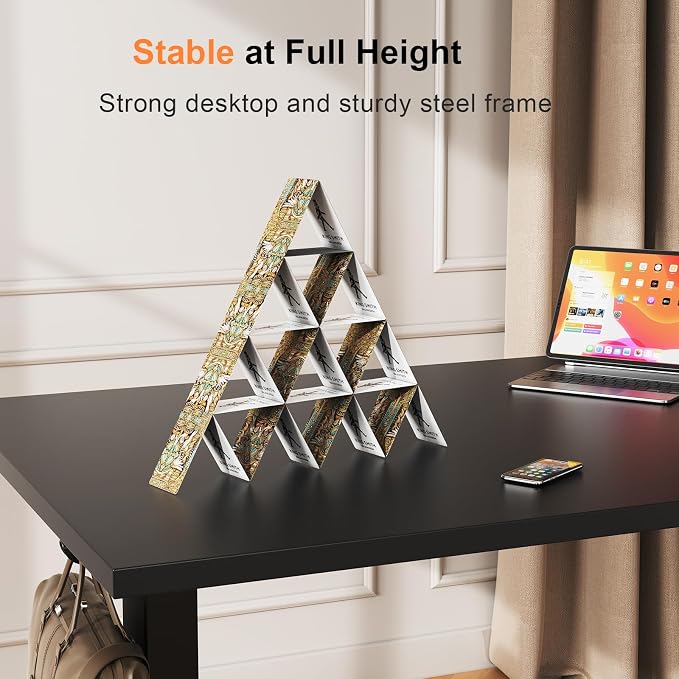 WALKINGDESK 40x24 Inches Whole Piece Electric Standing Desk, Seamless One Piece Height Adjustable Sit to Stand up Desk for Home Office, Ergonomic Computer Workstation, Black