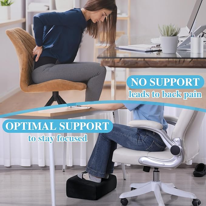 Under Desk Foot Rest, ROYALAY Ergonomic Office Footrest with 3 Adjustable Heights, High-Density Memory Foam Leg Rest for Home, Travel, Airplane with Washable Cover