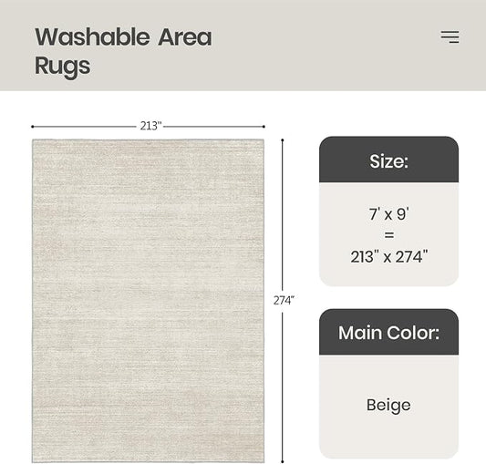 Valenrug Washable Rugs 5x8 - Stain Resistant 5x8 Area Rugs for Living Room, Non Slip Backing Printed Rugs for Bedroom, Folable Machine Washable Area Rug (5'x8', Beige)