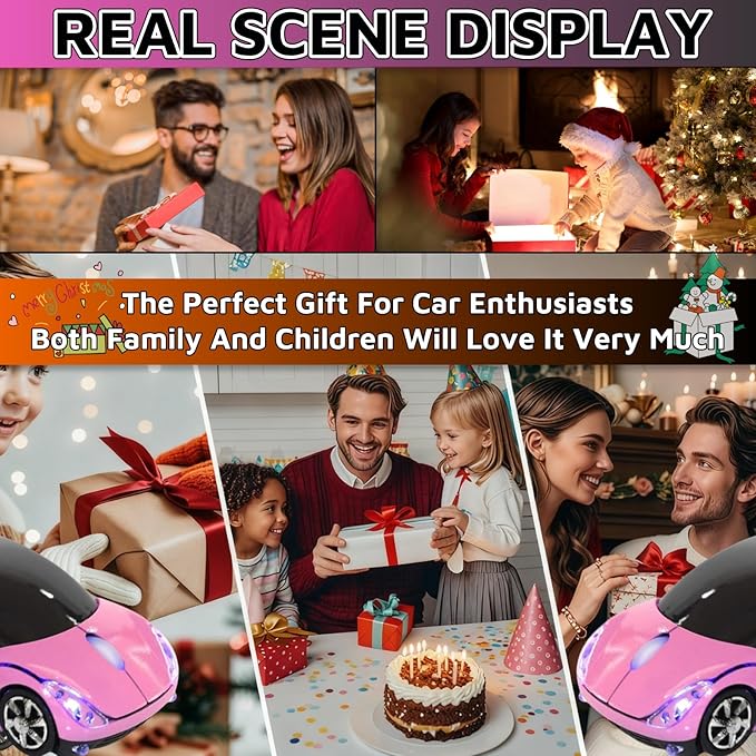HuGuWdy Pink Wireless Car Mouse - 2.4G Wireless with USB Receiver, Optical Mouse for PC, Laptop, Tablet - Win XP/Vista/7/ME/2000/Mac OS Pink Mouse for Her for Christmas