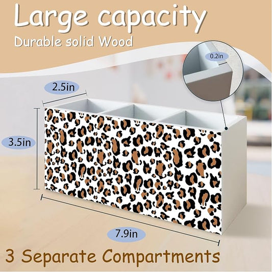 Leopard Print Pen Pencil Holder Organizer for Desk, Leopard Print Girly Office Room Home Decor, Preppy Cheetah Makeup Brush Toothbrush Holder Organizer for Bathroom Desk Accessories