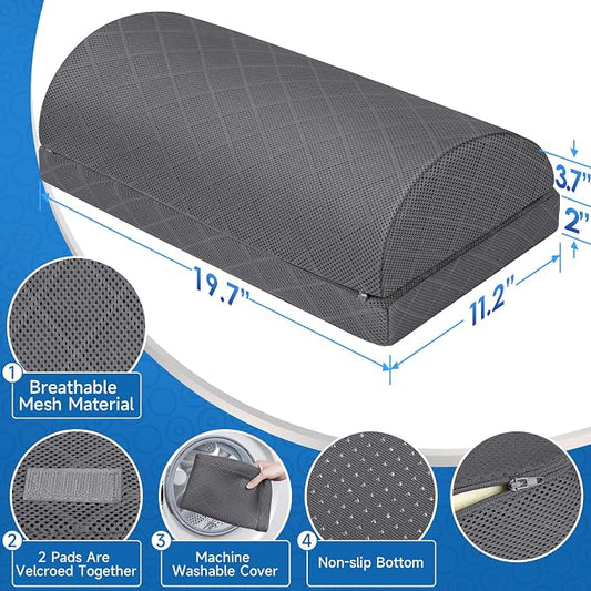 CushZone Foot Rest,Desk & Gaming Accessories,Foot Rest for Under Desk at Work,Comfortable Footrest with 2 Adjustable Heights & Removable Cover, Office Desk Accessories(Gray-20 in)