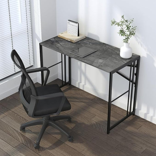 Lutown-Teen Folding Desk 40 inch Writing Gaming Computer Camping Desk, No Assembly Required Home Office Table, Grey
