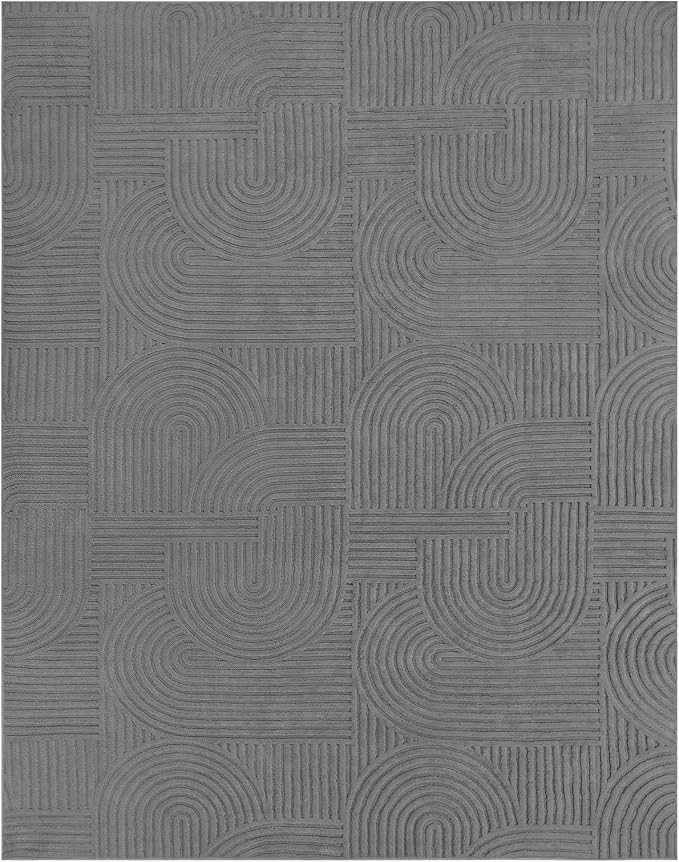 Pauwer 8x10 Washable Area Rugs for Living Room Modern Grey Solid Color Soft Fluffy Rugs for Bedroom Non Slip Boho Accent Indoor Mat Floor Carpet Cover for Kids Room Dining Room Kitchen Office