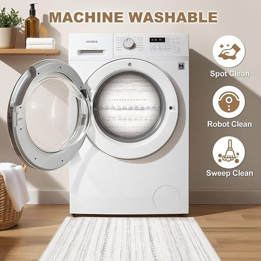 Nakagishi 2X3 Rug Washable Area Rug: Small Soft Boho Farmhouse Neutral Moroccan Non Slip Indoor Low Pile Accent Floor Throw Carpet for Bedroom Bathroom Entryway Kitchen Hallway Closet Home Door - Grey