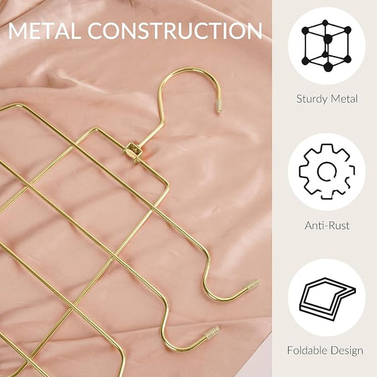 ZEDODIER 4 Pack Tank Top Hanger Space Saving, Bra Hangers for Closet Organizer, Hanging Bra Organizer Tank Tops Holder with 32 Hooks, Metal Closet Organizers and Storage Small Space Solutions, Gold