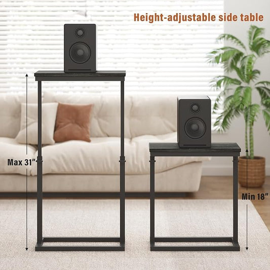 TUTOTAK End Table, Side Table, Tall Couch Table, Sofa Table, Living Room, Bedroom,Grey TB01BY083P