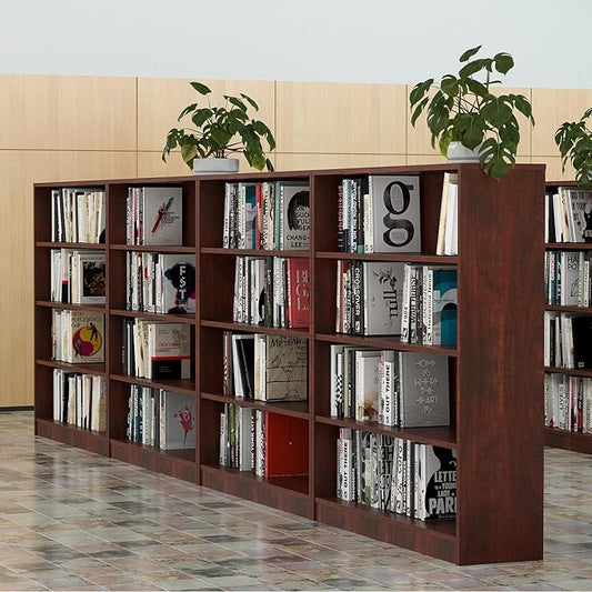 Farini 48 Inch Tall Bookcase,4 Shelf Bookshelves,Adjustable Bookshelf for Home Office,Cherry