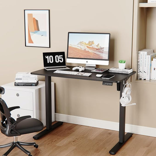 LongKe Electric Standing Desk Adjustable Height, 40x24 Inches Sit Stand up Desktop for Home Office, Ergonomic Rising Computer Table with Memory Preset, Black