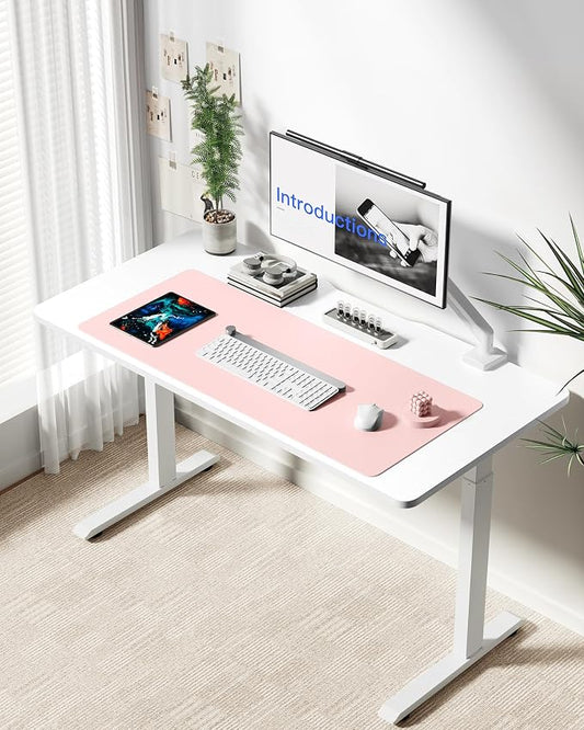 YSAGi Leather Desk Protector, Office Mat, Large Mouse Mat, Non-Slip PU Leather Blotter, Laptop Desk Mat, Waterproof Writing Pad for Office and Home(Light Pink, 42" x 17.2")