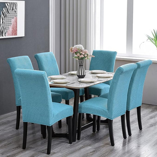 Stretch Chair Covers for Dining Room Set of 2, Removable Washable Dining Room Chair Covers, Dining Chair Slipcovers Seat Protector, Great Decoration for Home and Banquet (Dusty Blue, 2 Pack)