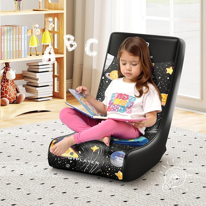 GTPLAYER Gaming Floor Rocking Chair – Rocker Floor Game Chair with Angle Limiter, Compact & Lightweight Game Seat, Black Galaxy Patterned