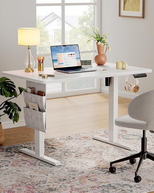 Marsail 55x28 Electric Standing Desk - Adjustable Height Computer Desk with Memory Presets, Storage Bag & Cable Management for Home Office & Gaming Workstations