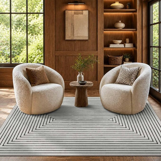 Latte&Fog 3x5 Entryway Rug Washable Area Rug Carpet for Bedroom - Ivory 3x5 | Washable, Modern Abstract Boho Style, for Entryway Bedroom Kitchen Entry Living Room, Non Slip, Low Pile, Ivory 3'x5'
