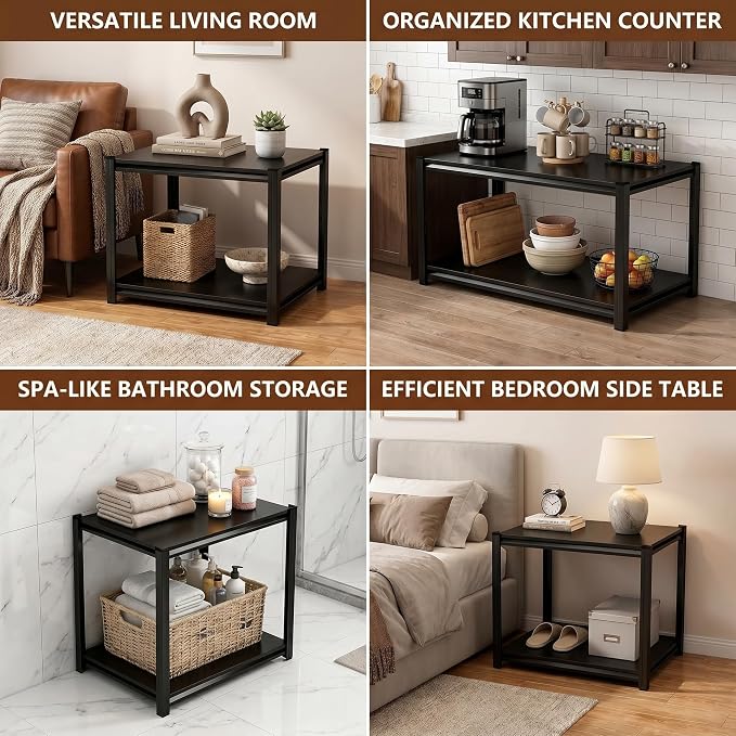 2 Tier Metal Bookshelf, Adjustable Tall Bookcase, Heavy Duty 1200 LBS Modern Deep Book Shelf, Bolt-Free Storage Shelves for Living Room, Home Office, Garage, 15.7" W x 15.7" D x 22.0" H