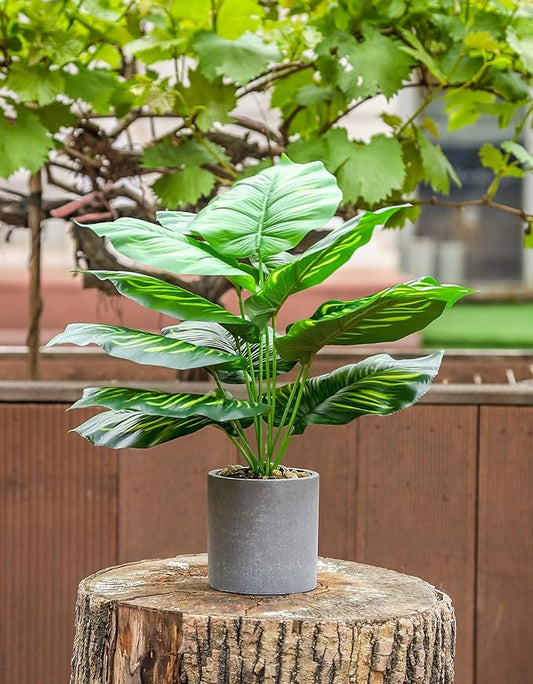 2 pcs 16" Fake Plants Medium Artificial Plants in Pots Faux Plants Indoor for Home Office Bedroom Desk Kitchen Windowsill Sage Green Decor