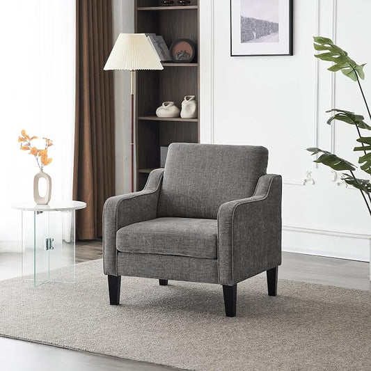 VINGLI Accent Chairs for Living Room Chairs Reading Chair Mid Century Modern Chair Soft Chenille Sofa Chair Upholstered Arm Chair Comfy Chair Side Chair (Light Grey Chenille)