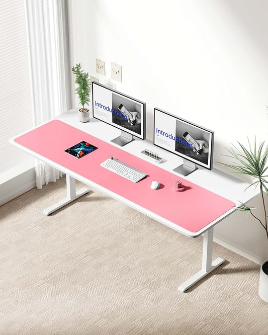 YSAGi Leather Desk Protector, Office Mat, Large Mouse Mat, Non-Slip PU Leather Blotter, Laptop Desk Mat, Waterproof Writing Pad for Office and Home(Pink, 63" x 17.2")