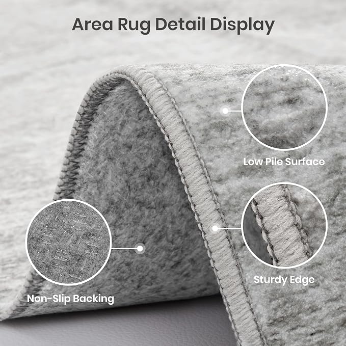 Valenrug Door Mat 2x3 - Stain Resistant 2x3 Entryway Area Rugs for Living Room, Non Slip Backing Large Area Rugs for Bedroom, Folable Machine Washable Area Rug (2'x3', Grey)