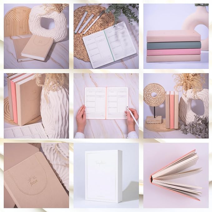 ADHD Daily Planner for Neurodivergent Adults – Premium Leather Productivity & Task Management Planner with Guided Focus Pages, 170gsm Paper, Gold Foiling & Gift Box – Undated | A5 (Salmon Pink)