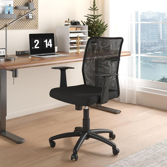 BOSS Office Products B6106 Budget Mesh Task Chair with Arms in Black