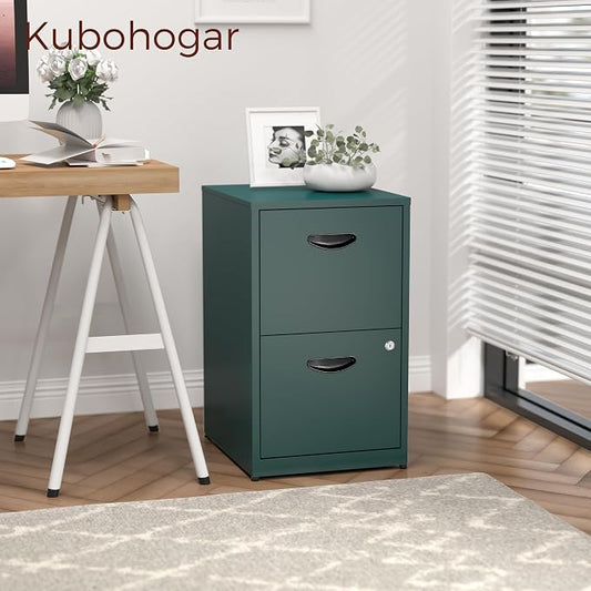 2 Drawer File Cabinet with Lock,Green Metal Filing Cabinets,Vertical Locking File Cabinet Fit Hanging Files, Letter,File Box and A4 Documents