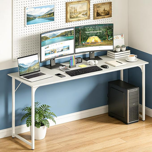 BestOffice Computer Desk,Home Office Desk, Modern Simple Style for Home Office Study Writing (White, 63 Inch)