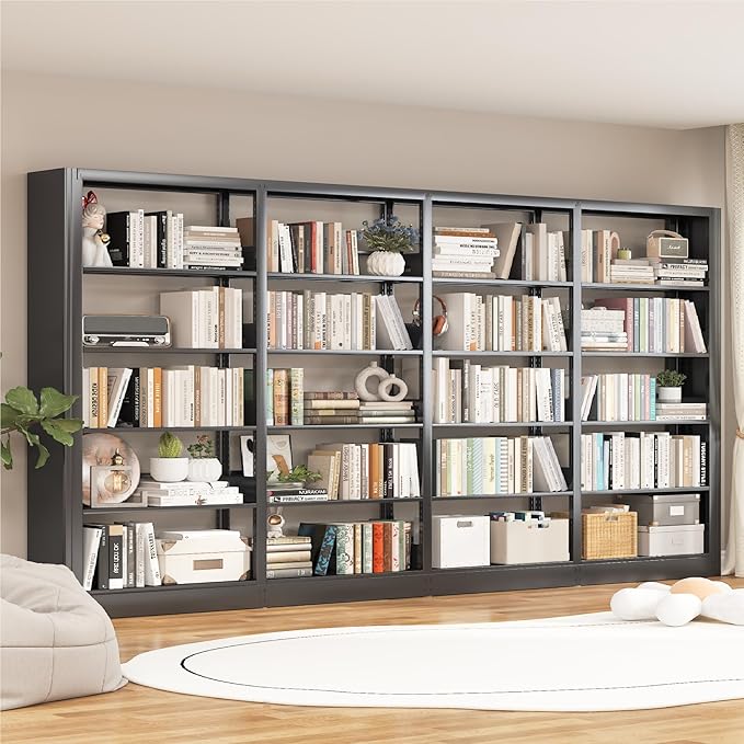 Bookshelf, Heavy Duty Metal Book Shelf, Industrial Tall BookShelves with Adjustable Shelves, 280lbs Shelf Capacity, Large Office Bookcase, Display Book Organizer for Living Room Library - 69”H