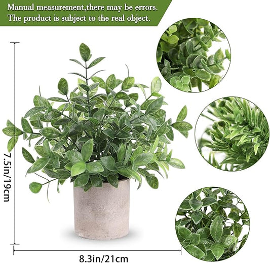 Der Rose 3 Pack Mini Potted Fake Plants Artificial Plastic Eucalyptus Plants Topiaries for Home Office Desk Farmhouse Shelf Room Bathroom Decor(Green)