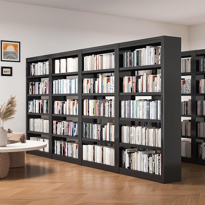 69" Tall Bookcase, Metal 6 Tier Bookshelf, Adjustable Industrial Bookshelf, Easy Assembly Modern Open Black Storage Shelf for Office, Bedroom, Living Room, Classroom, Library