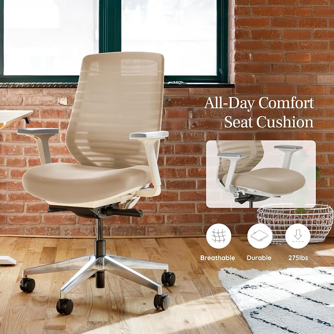Branch Ergonomic Chair - A Versatile Desk Chair with Adjustable Lumbar Support, Breathable Mesh Backrest, and Smooth Wheels - Experience Optimal Comfort and Support - Light Blue