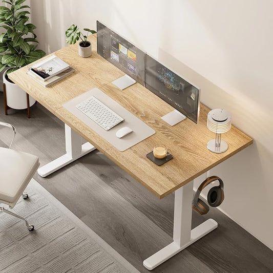 Acrolix Electric Standing Desk, Height Adjustable Home Office Desk with Memory Presets & Cable Management,Oak Sit Stand Desk for Work from Home, Ergonomic Computer Desk (48" x 24")