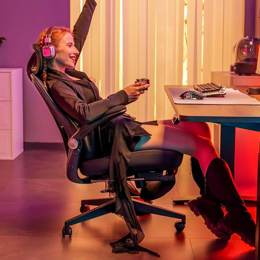 FLEXISPOT Foldex Ergonomic Office Chair, Folding Chair for Small Spaces with Lumbar Support, Flip-up Armrests, 3D Headrest, Desk Chairs with Footrest for Work,Video Game Foam Seat, Green