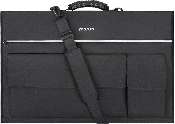 MOSISO Monitor Carrying Case, 27 inch Padded Monitor Travel Bag Cover Case, Protective Computer Monitors Handbag Dust Covers with Adjustable Shoulder Strap & 3 Pockets for 27 inch Monitors, Black