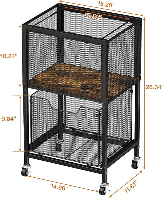 Tiaoheka Rolling File Cart, Mobile File Cabinet with Wheels Hanging Files, Hanging File Organizer Fit Letter/Legal Size Beside Under Desk for Office, Home(Patent Pending)