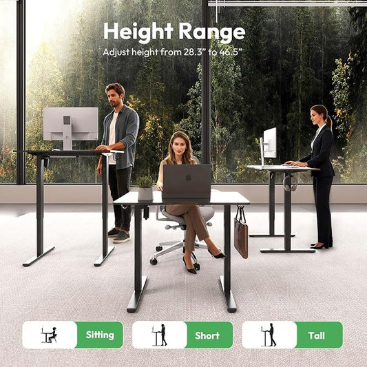 Electric Standing Desk,32x24 Inches Adjustable Height Stand up Desk, Sit Stand Home Office Desk with Splice Board, 3 Preset Heights,Equipped with Hooks,Ergonomic Computer Desk Workstation,Black
