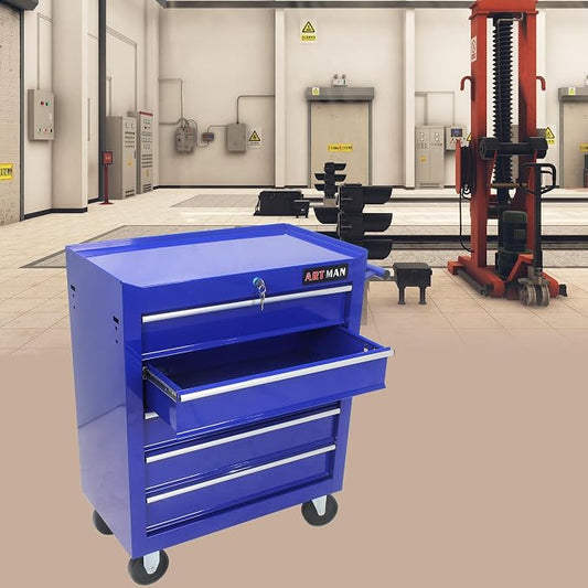 RYH 5 Drawers Rolling Tool Chest & Tool Box on Wheels | Heavy Duty Metal Cart with Ball Bearing Drawers | Fits US General Tool Box for Garage Storage (Blue, 5 Drawers(29.9" H × 24.2" W × 12.9" D)