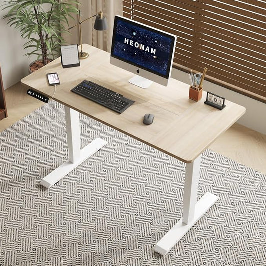 48 Inch Electric Standing Desk with USB Charging Port, Height Adjustable Sit Stand Desk with Memory Presets, Spacious Desktop and Sturdy Metal Frame for Home Office