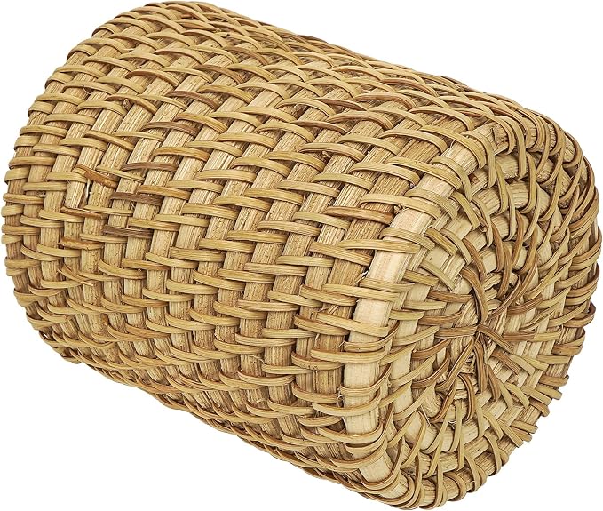 Wicker Rattan Pencil Holder, Cylindrical Desk Organizer Cup, Natural Brown, for Office, Vanity, Kitchen, 1-Pack
