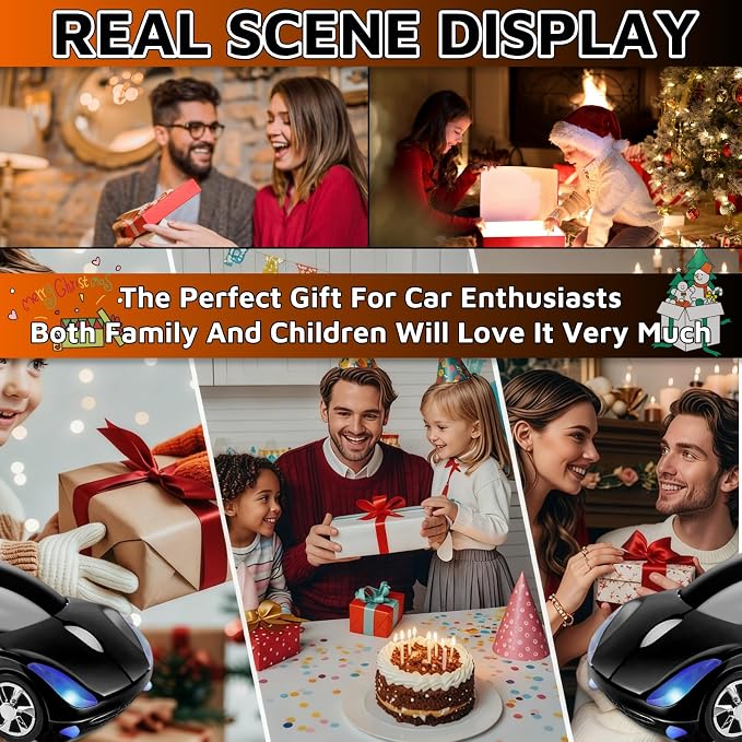 HuGuWdy Black Car Mouse,2.4G with USB Reciver 1600DPI Computer Mice Wireless for Computer Cute Wireless Mouse for Laptop Computer Tablet for Windows for Mac OS for Christmas(Black)