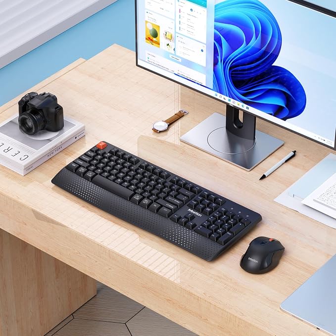 MEETION New Wireless Keyboard and Mouse, Computer Keyboard Mouse Combo, 3 DPI Adjustable Mouse Full-Sized Cordless Keyboard, for PC/Computer/Laptop/Windows/Mac, Black New 2025