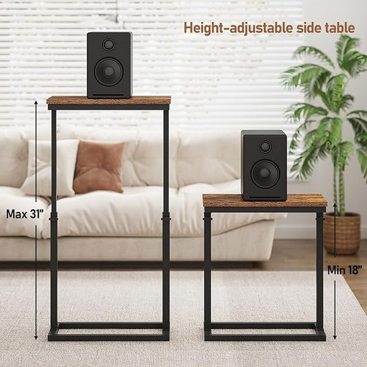 TUTOTAK End Table, Side Table, Tall Couch Table, Sofa Table, Living Room, Bedroom,Brown TB01BB083P