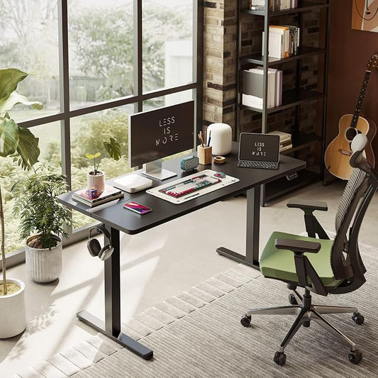 FAMISKY Electric Standing Desk, 40 x 24 Inches Height Adjustable Desk, Ergonomic Home Office Computer Workstation with Splice Board, Black