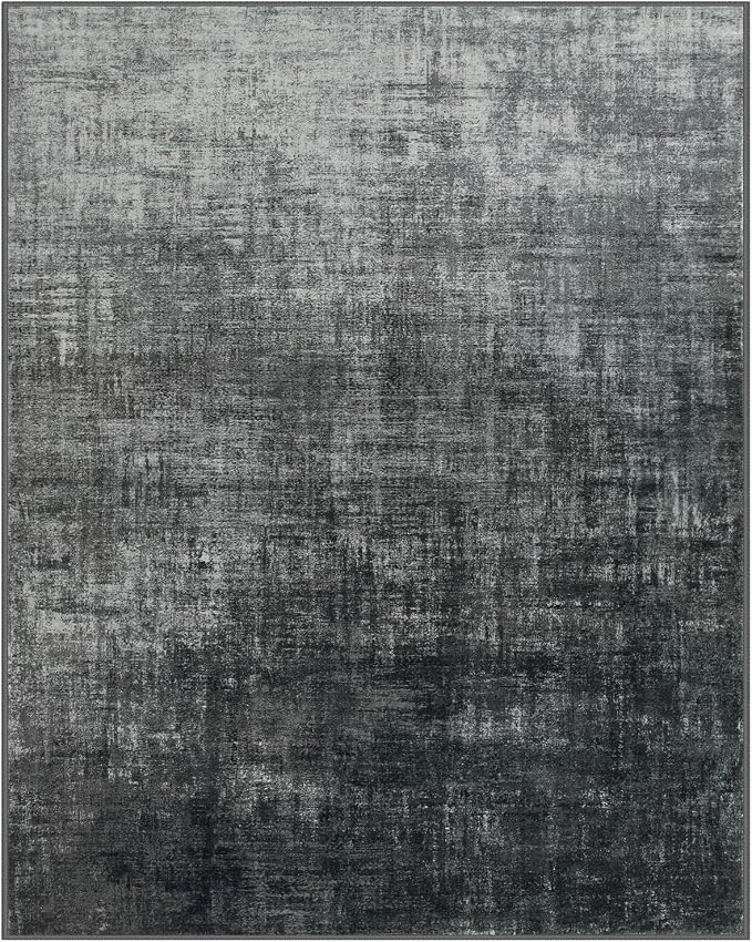 Lahome Black 8x10 Area Rugs for Living Room, Boho Rugs for Bedroom Soft Dining Room Rug, Modern Abstract Ombre Non-Slip Low-Pile Throw Carpet for Playroom Home Office(8'x10',Black and White)