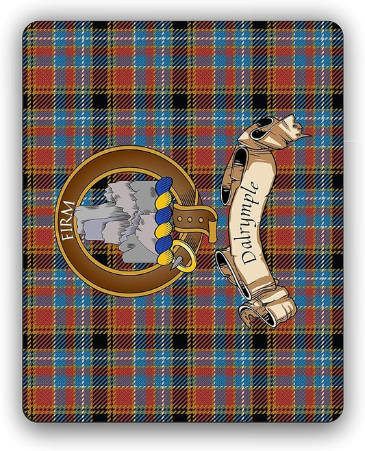 Scottish Clan Dalrymple Tartan Crest Computer Mouse Pad